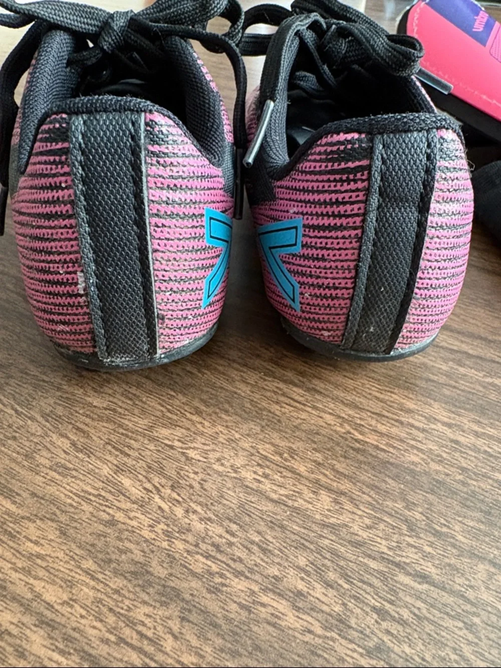 Mitre Size 13 Soccer Shoes and Umbro Small Pink & Purple Stirrup Shin Guards